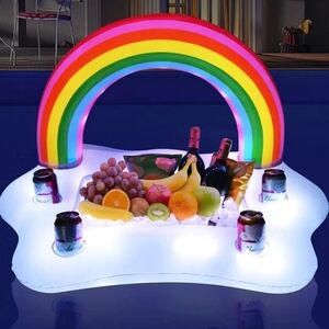 Solar Inflatable Rainbow Floating Bar Cloud Light Flooding Drink Holder New